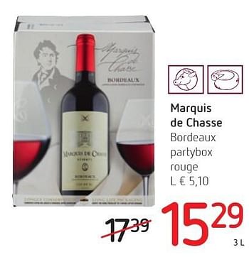 Promotions Marquis de chasse bordeaux partybox rouge - Vins rouges - Valide de 01/12/2016 à 14/12/2016 chez Eurospar (Colruytgroup)