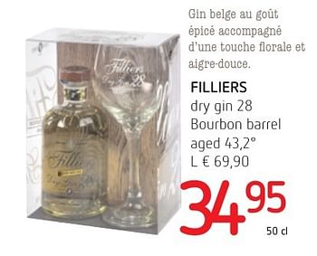 Promoties Filliers dry gin 28 bourbon barrel aged 43,2° - Filliers - Geldig van 01/12/2016 tot 14/12/2016 bij Eurospar (Colruytgroup)
