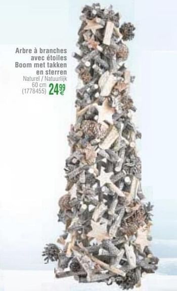 Promoties Arbre à branches avec étoiles boom met takken en sterren - Huismerk - Cora - Geldig van 22/11/2016 tot 05/12/2016 bij Cora