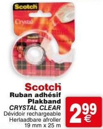Promoties Ruban adhésif plakband crystal clear - Scotch - Geldig van 22/11/2016 tot 05/12/2016 bij Cora