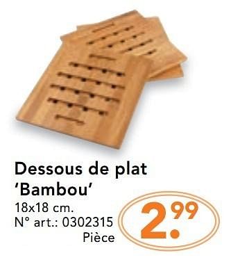 Promoties Dessous de plat `bambou` - Yong - Geldig van 14/11/2016 tot 05/12/2016 bij Blokker