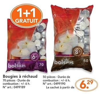 Promotions Bougies à réchaud - Bolsius - Valide de 21/11/2016 à 04/12/2016 chez Blokker