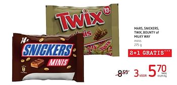 Promotions Mars, snickers, twix, bounty of milky way minis - Mars Snacks - Valide de 01/12/2016 à 14/12/2016 chez Spar (Colruytgroup)