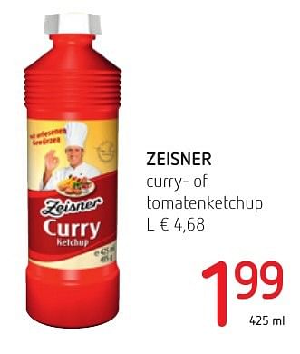 Promoties Zeisner curry- of tomatenketchup - Zeisner - Geldig van 01/12/2016 tot 14/12/2016 bij Spar (Colruytgroup)