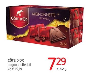 Promotions Côte d`or mignonnette lait - Cote D'Or - Valide de 01/12/2016 à 14/12/2016 chez Spar (Colruytgroup)