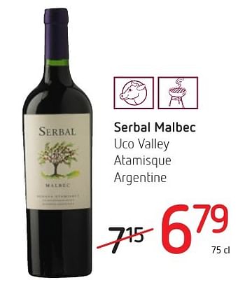 Promotions Serbal malbec uco valley atamisque argentine - Vins rouges - Valide de 01/12/2016 à 14/12/2016 chez Spar (Colruytgroup)