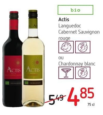 Promotions Actis languedoc cabernet sauvignon rouge - Vins rouges - Valide de 01/12/2016 à 14/12/2016 chez Spar (Colruytgroup)