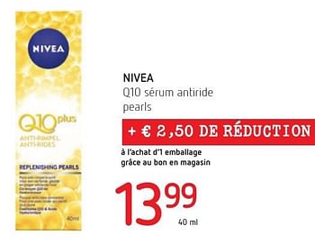 Promotions Nivea q10 sérum antiride pearls - Nivea - Valide de 01/12/2016 à 14/12/2016 chez Spar (Colruytgroup)