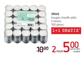 Promoties Spaas bougies chauffe-plats - Spaas - Geldig van 01/12/2016 tot 14/12/2016 bij Spar (Colruytgroup)