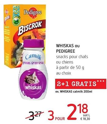 Promoties Whiskas ou pedigree snacks pour chats ou chiens - Pedigree - Geldig van 01/12/2016 tot 14/12/2016 bij Spar (Colruytgroup)