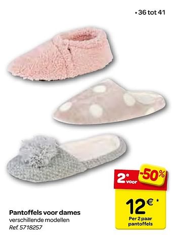 Promoties Pantoffels voor dames - Huismerk - Carrefour  - Geldig van 23/11/2016 tot 05/12/2016 bij Carrefour