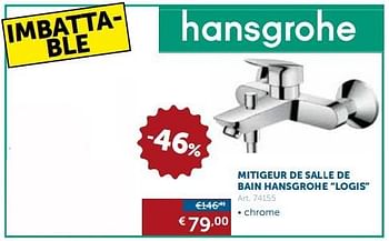 Promoties Mitigeur de salle de bain hansgrohe logis - Hansgrohe - Geldig van 22/11/2016 tot 29/12/2016 bij Zelfbouwmarkt