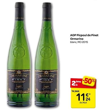 Promoties Aop picpoul de pinet ormarine - Witte wijnen - Geldig van 23/11/2016 tot 05/12/2016 bij Carrefour