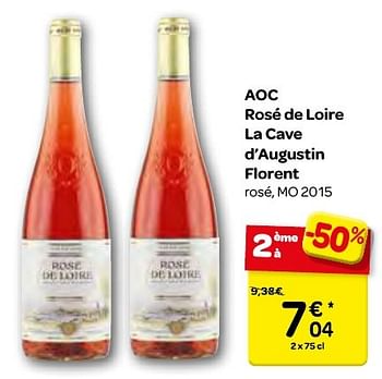 Promoties Aoc rosé de loire la cave d`augustin florent - Rosé wijnen - Geldig van 23/11/2016 tot 05/12/2016 bij Carrefour