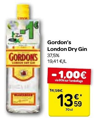 Promotions Gordon`s london dry gin - Gordon's - Valide de 23/11/2016 à 05/12/2016 chez Carrefour