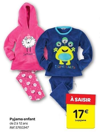 Promoties Pyjama enfant - Huismerk - Carrefour  - Geldig van 23/11/2016 tot 05/12/2016 bij Carrefour