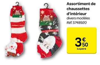 Promotions Assortiment de chaussettes d`intérieur - Produit maison - Carrefour  - Valide de 23/11/2016 à 05/12/2016 chez Carrefour