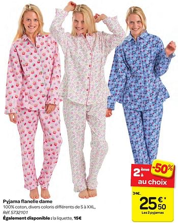 Promoties Pyjama flanelle dame - Huismerk - Carrefour  - Geldig van 23/11/2016 tot 05/12/2016 bij Carrefour