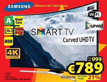 Promoties Samsung téléviseur led - led-televisie ue55ku6100 - Samsung - Geldig van 28/11/2016 tot 31/12/2016 bij ElectroStock