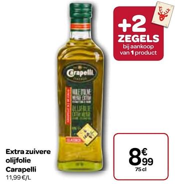 Promotions Extra zuivere olijfolie carapelli - Carapelli - Valide de 23/11/2016 à 05/12/2016 chez Carrefour