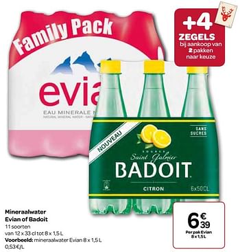 Promoties Mineraalwater evian of badoit - Badoit - Geldig van 23/11/2016 tot 05/12/2016 bij Carrefour