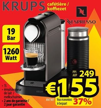 Promotions Krups cafétière - koffiezet xn730t - Krups - Valide de 28/11/2016 à 31/12/2016 chez ElectroStock