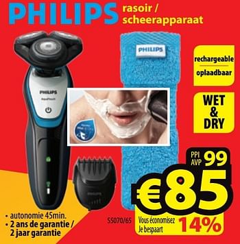 Promoties Philips rasoir - scheerapparaat s5070-65 - Philips - Geldig van 28/11/2016 tot 31/12/2016 bij ElectroStock