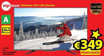 Promoties Mp man téléviseur led - led-televisie tvled482 - MP Man - Geldig van 28/11/2016 tot 31/12/2016 bij ElectroStock