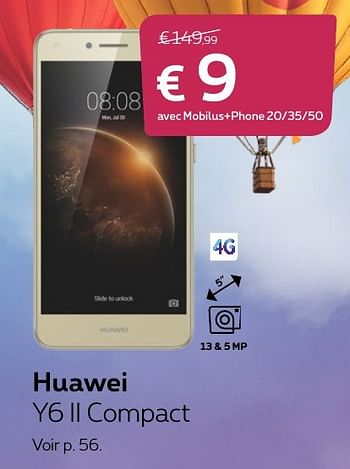 Promotions Huawei y6 ll compact - Huawei - Valide de 14/11/2016 à 31/01/2017 chez Proximus