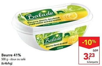 Promotions Beurre 41% - Balade - Valide de 30/11/2016 à 13/12/2016 chez Makro