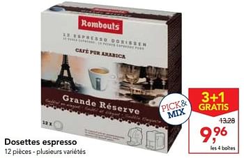Promotions Dosettes espresso - Rombouts - Valide de 30/11/2016 à 13/12/2016 chez Makro