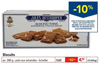 Promotions Biscuits - Jules Destrooper - Valide de 30/11/2016 à 13/12/2016 chez Makro