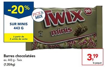 Promoties Barres chocolatées - Twix - Geldig van 30/11/2016 tot 13/12/2016 bij Makro