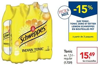 Promotions Tonic - Schweppes - Valide de 30/11/2016 à 13/12/2016 chez Makro