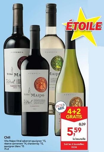 Promoties Chili viña maipo vitral cabernet sauvignon `15 - Rode wijnen - Geldig van 30/11/2016 tot 13/12/2016 bij Makro