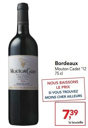 Promoties Bordeaux mouton cadet `12  - Rode wijnen - Geldig van 30/11/2016 tot 13/12/2016 bij Makro