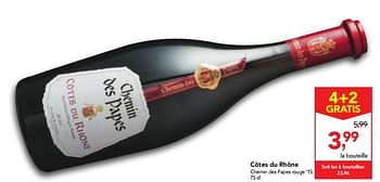 Promoties Côtes du rhône chemin des papes rouge `15  - Rode wijnen - Geldig van 30/11/2016 tot 13/12/2016 bij Makro