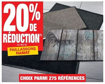Promoties 20% de réduction sur tous les paillassons hamat - Hamat - Geldig van 29/11/2016 tot 26/12/2016 bij Brico