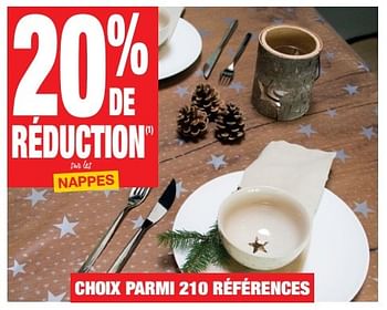 Promotions 20% de réduction sur les nappes - Produit maison - Brico - Valide de 29/11/2016 à 26/12/2016 chez Brico