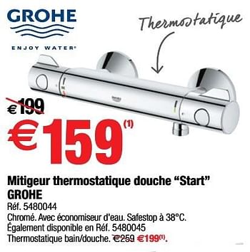 Promotions Mitigeur thermostatique douche start grohe - Grohe - Valide de 29/11/2016 à 26/12/2016 chez Brico