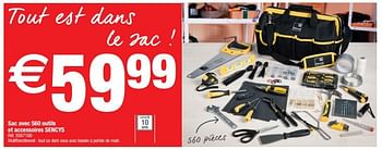 Promoties Sac avec 560 outils et accessoires sencys - Sencys - Geldig van 29/11/2016 tot 26/12/2016 bij Brico