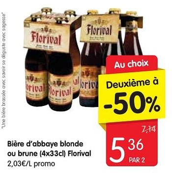 Promotions Bière d`abbaye blonde ou brune florival - FLORIVAL - Valide de 24/11/2016 à 30/11/2016 chez Red Market