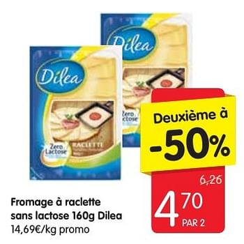 Promotions Fromage à raclette sans lactose dilea - Dilea - Valide de 24/11/2016 à 30/11/2016 chez Red Market