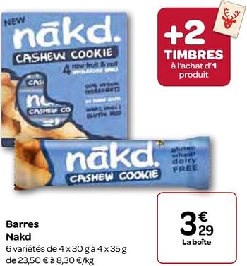 Promotions Barres nakd - Nákd - Valide de 23/11/2016 à 05/12/2016 chez Carrefour