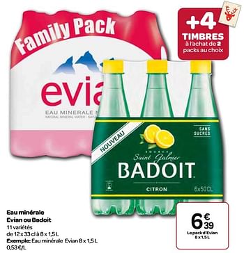 Promotions Eau minérale evian ou badoit - Badoit - Valide de 23/11/2016 à 05/12/2016 chez Carrefour