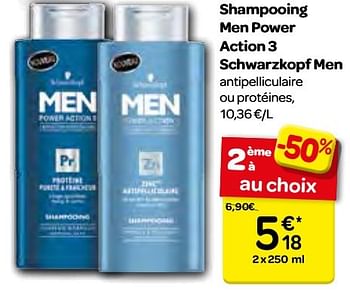 Promotions Shampooing men power action 3 schwarzkopf men - Schwarzkopf - Valide de 23/11/2016 à 05/12/2016 chez Carrefour