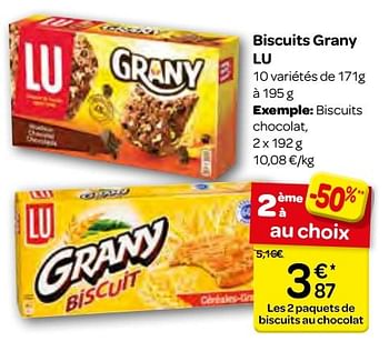 Promoties Biscuits grany lu - Lu - Geldig van 23/11/2016 tot 05/12/2016 bij Carrefour