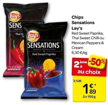 Promotions Chips sensations lay`s - Lay's - Valide de 23/11/2016 à 05/12/2016 chez Carrefour