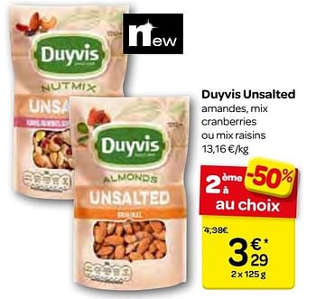 Promotions Duyvis unsalted - Duyvis - Valide de 23/11/2016 à 05/12/2016 chez Carrefour