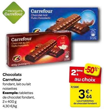 Promotions Chocolats carrefour - Produit maison - Carrefour  - Valide de 23/11/2016 à 05/12/2016 chez Carrefour